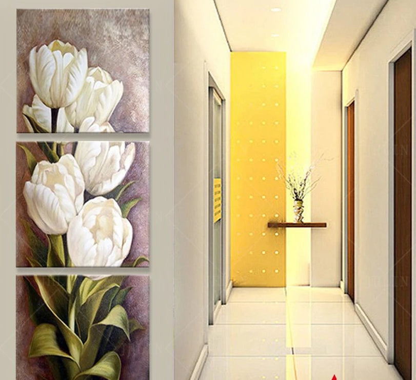 White tulips canvas for hallway